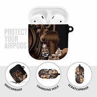 Brown Hafa Adai Guam AirPods Case Chamorro Latte Stone Hand With Plumeria LT14 - Polynesian Pride