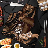 Brown Hafa Adai Guam Apron Chamorro Latte Stone Hand With Plumeria - Polynesian Pride