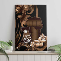 Brown Hafa Adai Guam Canvas Wall Art Chamorro Latte Stone Hand With Plumeria