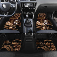 Brown Hafa Adai Guam Car Mats Chamorro Latte Stone Hand With Plumeria