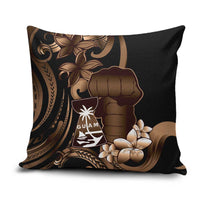 Brown Hafa Adai Guam Pillow Cover Chamorro Latte Stone Hand With Plumeria LT14 Brown - Polynesian Pride