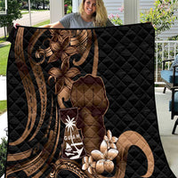 Brown Hafa Adai Guam Quilt Chamorro Latte Stone Hand With Plumeria