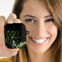 Green Hafa Adai Guam AirPods Case Chamorro Latte Stone Hand With Plumeria LT14 Green - Polynesian Pride
