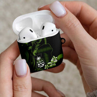 Green Hafa Adai Guam AirPods Case Chamorro Latte Stone Hand With Plumeria LT14 - Polynesian Pride