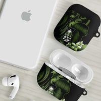 Green Hafa Adai Guam AirPods Case Chamorro Latte Stone Hand With Plumeria LT14 - Polynesian Pride