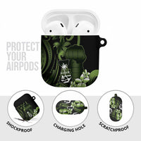 Green Hafa Adai Guam AirPods Case Chamorro Latte Stone Hand With Plumeria LT14 - Polynesian Pride