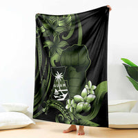 Green Hafa Adai Guam Blanket Chamorro Latte Stone Hand With Plumeria