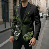 Green Hafa Adai Guam Blazer Chamorro Latte Stone Hand With Plumeria - Polynesian Pride