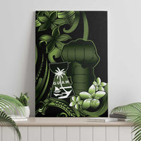 Green Hafa Adai Guam Canvas Wall Art Chamorro Latte Stone Hand With Plumeria