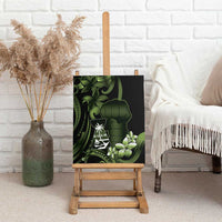Green Hafa Adai Guam Canvas Wall Art Chamorro Latte Stone Hand With Plumeria