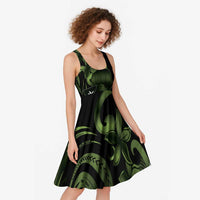 Green Hafa Adai Guam Midi Dress Chamorro Latte Stone Hand With Plumeria - Polynesian Pride