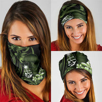 Green Hafa Adai Guam Neck Gaiter Chamorro Latte Stone Hand With Plumeria - Polynesian Pride