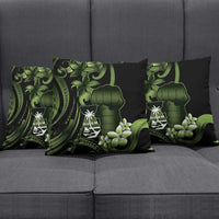 Green Hafa Adai Guam Pillow Cover Chamorro Latte Stone Hand With Plumeria - Polynesian Pride