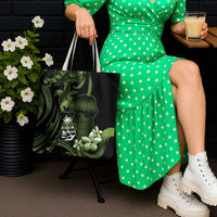 Green Hafa Adai Guam Tote Bag Chamorro Latte Stone Hand With Plumeria - Polynesian Pride