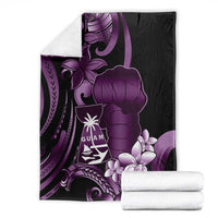 Purple Hafa Adai Guam Blanket Chamorro Latte Stone Hand With Plumeria