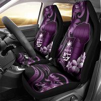 Purple Hafa Adai Guam Car Seat Cover Chamorro Latte Stone Hand With Plumeria