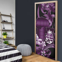 Purple Hafa Adai Guam Door Cover Chamorro Latte Stone Hand With Plumeria - Polynesian Pride