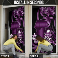 Purple Hafa Adai Guam Door Cover Chamorro Latte Stone Hand With Plumeria - Polynesian Pride