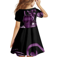 Purple Hafa Adai Guam Family Matching Off Shoulder Short Dress and Hawaiian Shirt Chamorro Latte Stone Hand With Plumeria