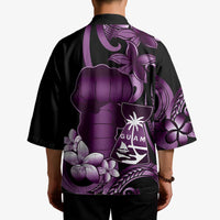 Purple Hafa Adai Guam Kimono Chamorro Latte Stone Hand With Plumeria - Polynesian Pride