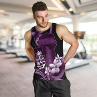 Purple Hafa Adai Guam Men Tank Top Chamorro Latte Stone Hand With Plumeria