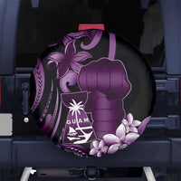 Purple Hafa Adai Guam Spare Tire Cover Chamorro Latte Stone Hand With Plumeria
