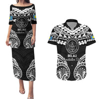 Palau Constitution Day Couples Matching Puletasi and Hawaiian Shirt Belau Seal With Polynesian Pattern - Black LT14 Black - Polynesian Pride