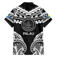 Palau Constitution Day Hawaiian Shirt Belau Seal With Polynesian Pattern - Black LT14 - Polynesian Pride