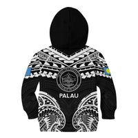 Palau Constitution Day Kid Hoodie Belau Seal With Polynesian Pattern - Black