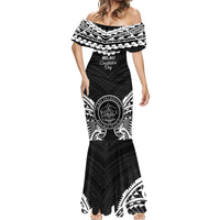 Palau Constitution Day Mermaid Dress Belau Seal With Polynesian Pattern - Black LT14 - Polynesian Pride