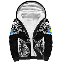 Palau Constitution Day Sherpa Hoodie Belau Seal With Polynesian Pattern - Black LT14 Unisex Black - Polynesian Pride
