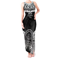 Palau Constitution Day Tank Maxi Dress Belau Seal With Polynesian Pattern - Black LT14 Women Black - Polynesian Pride