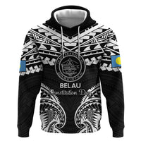Palau Constitution Day Zip Hoodie Belau Seal With Polynesian Pattern - Black LT14 Pullover Hoodie Black - Polynesian Pride