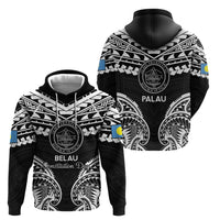 Palau Constitution Day Zip Hoodie Belau Seal With Polynesian Pattern - Black LT14 - Polynesian Pride