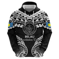 Palau Constitution Day Zip Hoodie Belau Seal With Polynesian Pattern - Black LT14 - Polynesian Pride