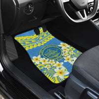 Palau Constitution Day Car Mats Belau Seal With Frangipani Polynesian Pattern - Blue