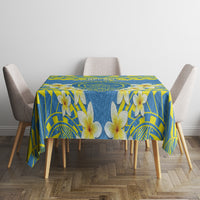 Palau Constitution Day Tablecloth Belau Seal With Frangipani Polynesian Pattern - Blue