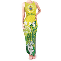 Cook Islands Independence Day Tank Maxi Dress Kuki Airani Tiare Maori Polynesian Pattern - Green LT14 Women Green - Polynesian Pride