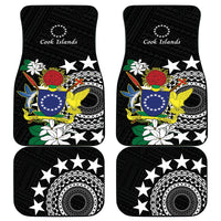Cook Islands Independence Day Car Mats Kuki Airani Tiare Maori Polynesian Pattern - Black