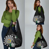 Cook Islands Independence Day Grocery Bag Kuki Airani Tiare Maori Polynesian Pattern - Black
