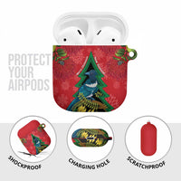 New Zealand Christmas In July AirPods Case Kowhai Tui Bird With Pohutukawa - Red - Polynesian Pride