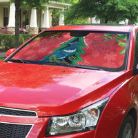 New Zealand Christmas In July Auto Sun Shade Kowhai Tui Bird With Pohutukawa - Red - Polynesian Pride