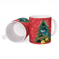 New Zealand Christmas In July Ceramic Mug Kowhai Tui Bird With Pohutukawa - Red - Polynesian Pride