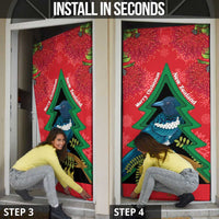New Zealand Christmas In July Door Cover Kowhai Tui Bird With Pohutukawa - Red - Polynesian Pride