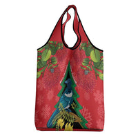 New Zealand Christmas In July Grocery Bag Kowhai Tui Bird With Pohutukawa - Red