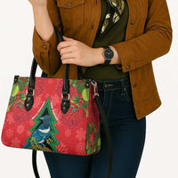 New Zealand Christmas In July Leather Bag Kowhai Tui Bird With Pohutukawa - Red - Polynesian Pride