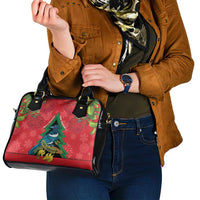 New Zealand Christmas In July Shoulder Handbag Kowhai Tui Bird With Pohutukawa - Red