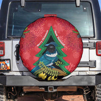 New Zealand Christmas In July Spare Tire Cover Kowhai Tui Bird With Pohutukawa - Red