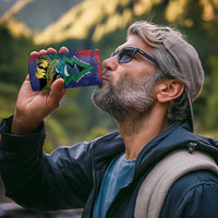 New Zealand Christmas In July 4 in 1 Can Cooler Tumbler Kowhai Tui Bird With Pohutukawa - Blue
