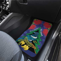 New Zealand Christmas In July Car Mats Kowhai Tui Bird With Pohutukawa - Blue